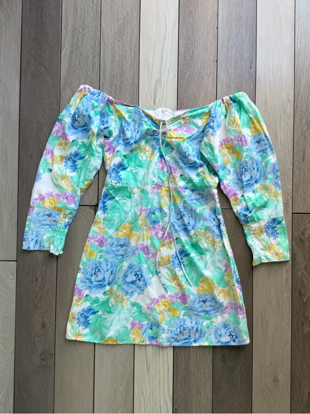 Zara Floral Puff Sleeve Mini Dress